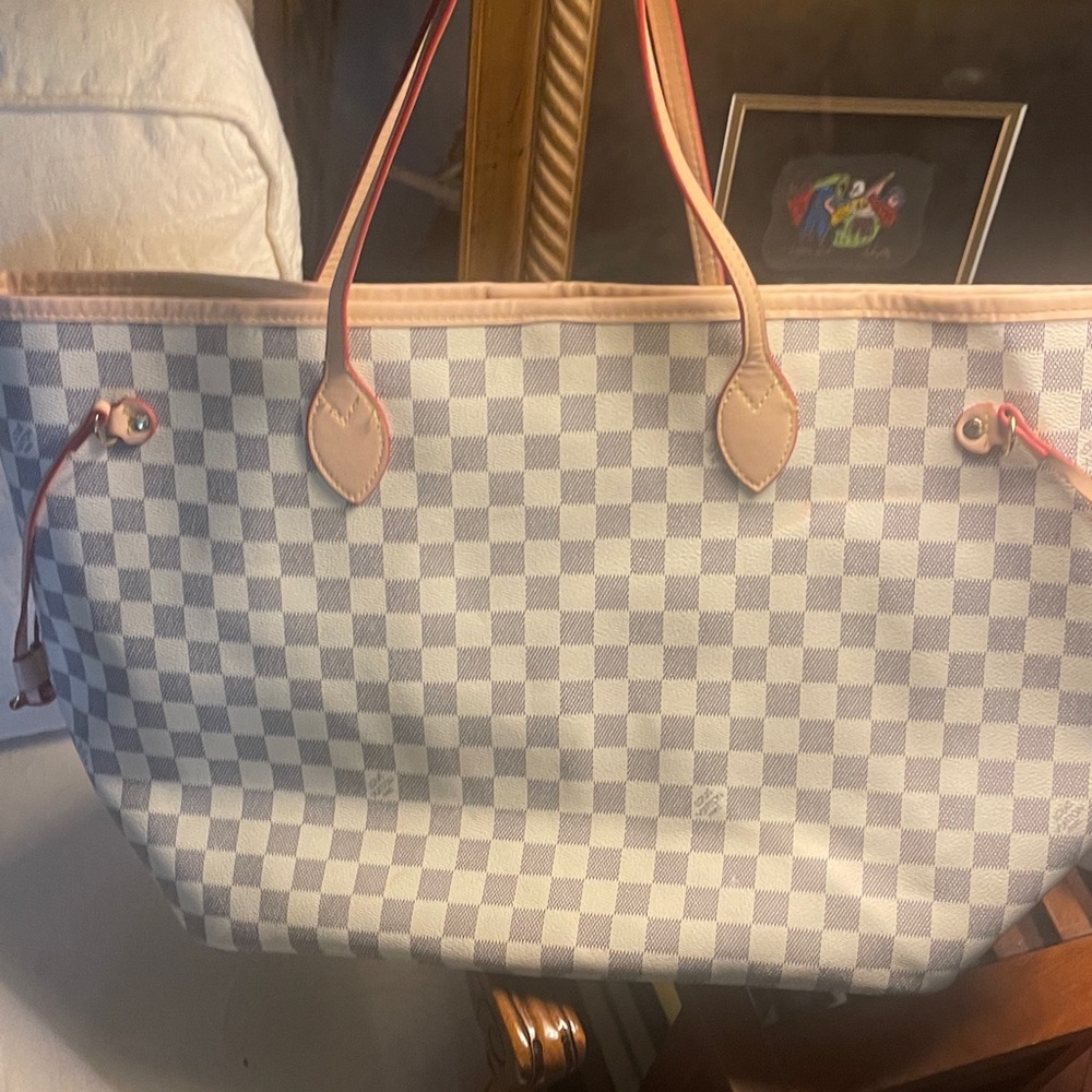 Louis Vuitton Neverfull MM Tote Bag Damier Azur Canvas Women 12.2”/31cm N41361